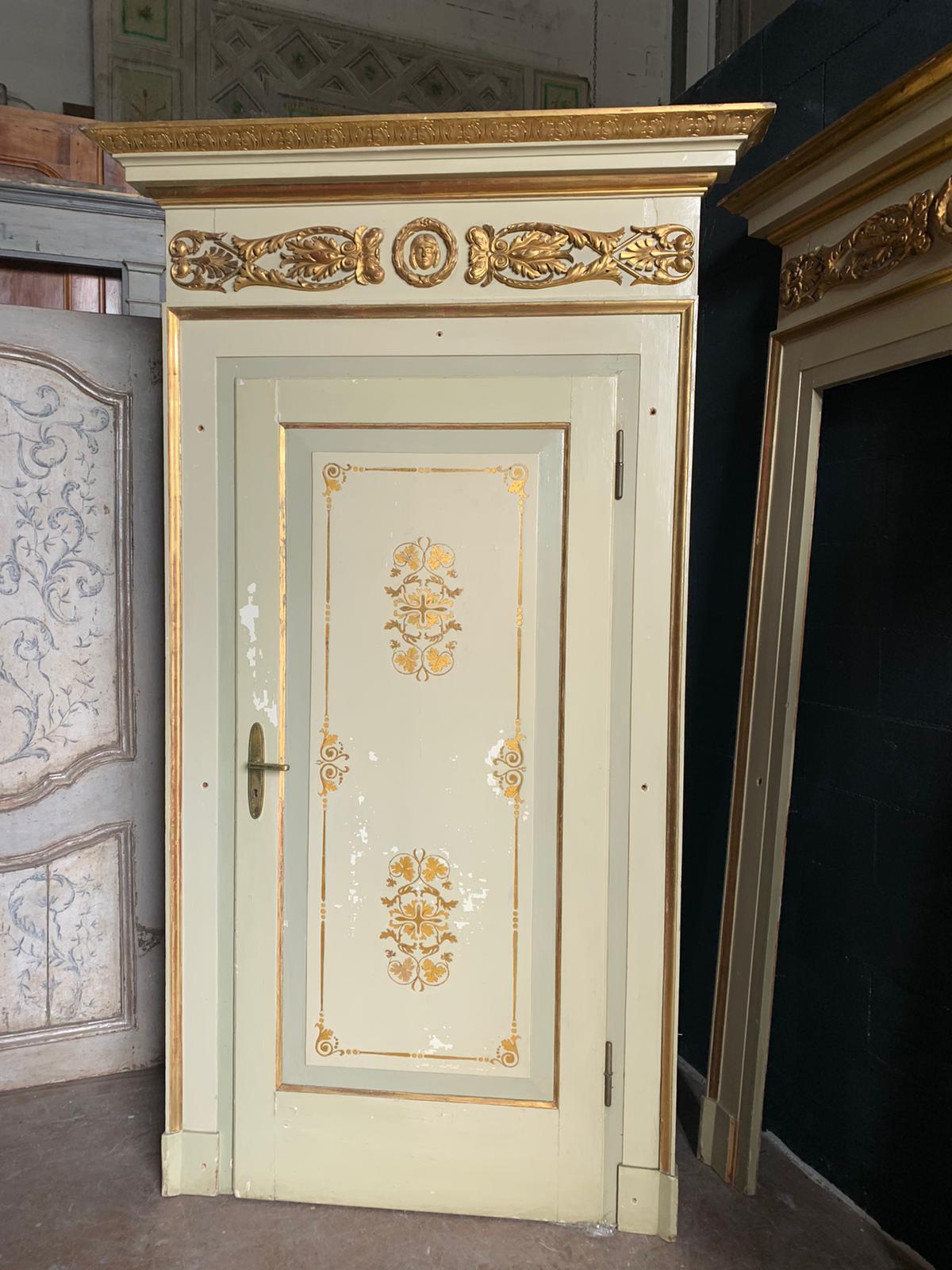 pts735 - n. 3 porte uguali laccate e dorate, mis. cm l 126 x h 255 